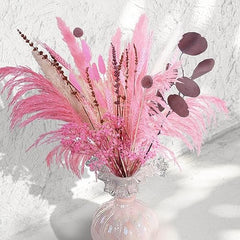 Natural Pink Pampas Grass Dried Flower Decor, 10 Kinds Mix Bundles Blush Pampas, Lavender & Baby Breath, Real Plants Bridesmaid Bouquets for Wedding Floral Bathroom Rustic Party Home Fall Decor