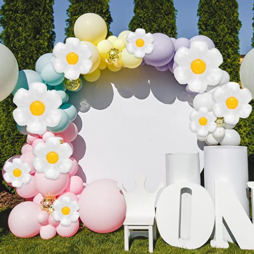 Meooeck 50 Pcs Daisy Balloons 20" 28" 43" Aluminum Foil Flower Balloon Daisy Party Decorations Groovy Balloons Flower Birthday Decorations for Girl Boho Baby Shower Wedding Party Decorations Supplies