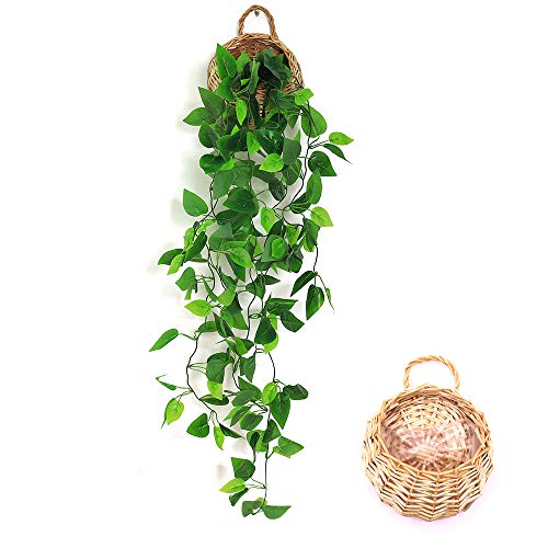 Plantes artificielles suspendues ANZOME, 3,5 pieds de vigne de lierre, fausses feuilles vertes, chaîne pour mur intérieur ou extérieur, maison, jardin, guirlande de mariage, décoration (panier inclus)