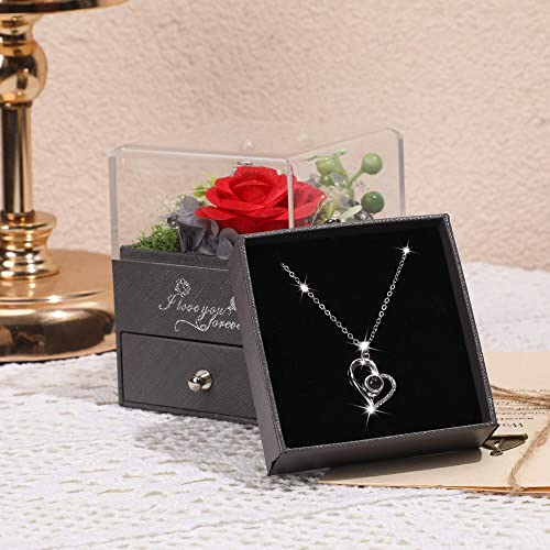 DIYROSEX Cadeau d'anniversaire de roses pour elle, cadeaux de roses pour femmes, boîte à fleurs cadeaux d'anniversaire pour femmes maman épouse petite amie grand-mère, fleurs cadeaux maman pour la Saint-Valentin fête des mères