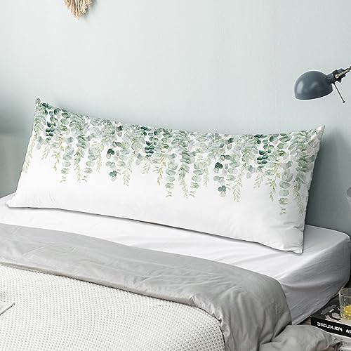 Body Pillowcase, Bohemian Flower Ultra Soft Colorful Velvet Full Long Body Pillow Covers 20 x 54 with Zipper, Total Boho Floral Body Pillow Protector, for Adults Women and Men (White Vine)