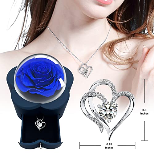 Cadeaux Aldeepo Rose pour femmes Fête des mères avec collier en forme de cœur pour petite amie, cadeaux de Saint-Valentin pour elle, fleurs éternelles pour la fête des mères, cadeaux d'anniversaire