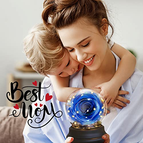 Ucho Rose préservée avec lumières LED, cadeaux doux pour maman pour elle, cadeaux d'anniversaire enchantés pour maman de la part de sa fille et de son fils, cadeaux de roses de fleurs éternelles pour grand-mère maman pour la fête des mères