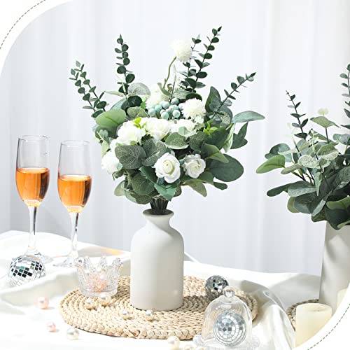 Lot de 270 tiges de feuilles d'eucalyptus artificielles en vrac, 3 types de tiges de feuilles d'eucalyptus artificielles en argent, pics de feuilles d'eucalyptus séchées, faux spray pour vase de mariage, bouquet, arrangement floral, décoration (vert)