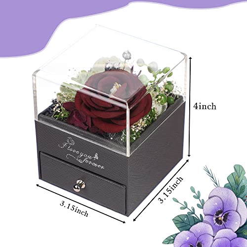 yiwuhongyuz Cadeaux de Saint-Valentin pour anniversaire de mariage, fête des mères, cadeaux d'anniversaire pour elle, cadeaux de roses artificielles pour femmes avec collier en forme de cœur, coffret cadeau Je t'aime en 100 langues