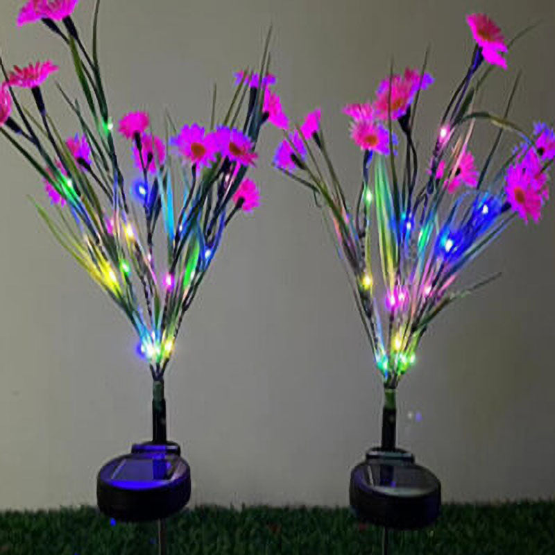 Solar Modern Color Flower Shaped LED Grounding Plug Outdoor Light