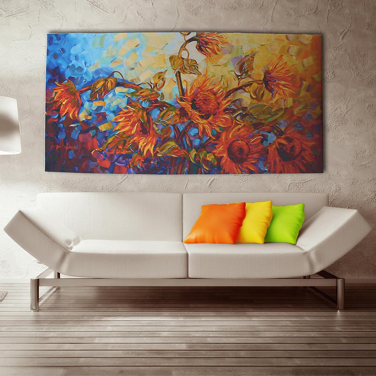 Impression sur toile abstraite de fleurs 120 x 60 cm, peintures à l'huile, décoration murale pour la maison, sans cadre 