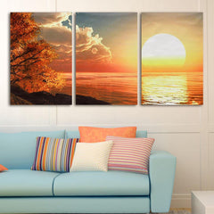 3 Cascade Day Sunset Scene Canvas Painting Decorative Wall Picture Home Decoration Unframed