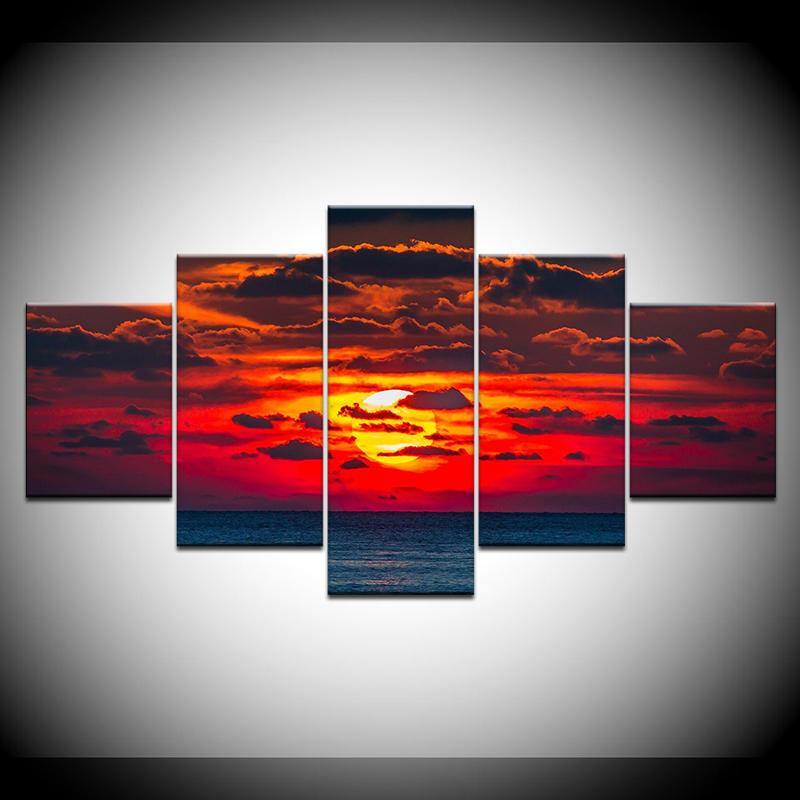 5PCS Wall Paintings Home Bedroom Decor HD Art Sunset Spray Painting Canvas