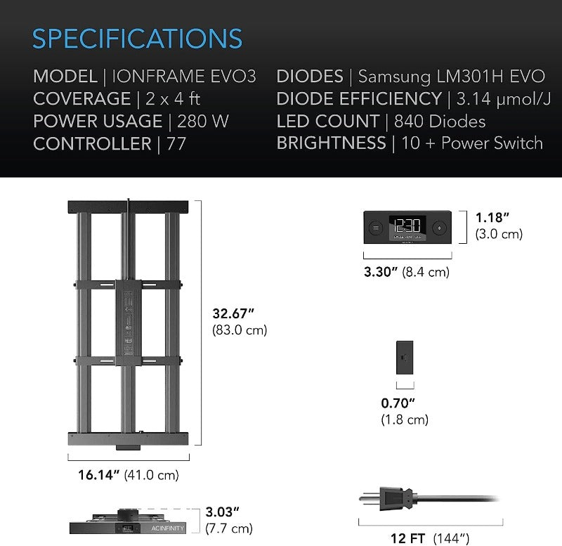 AC Infinity IONFRAME EVO3 Samsung Grow Light 2X4