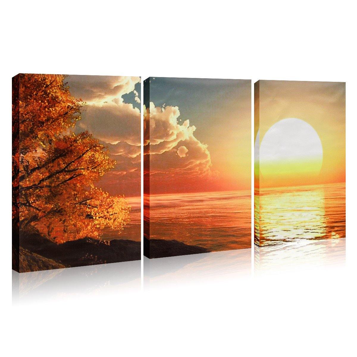 3 Cascade Day Sunset Scene Canvas Painting Decorative Wall Picture Home Decoration Unframed