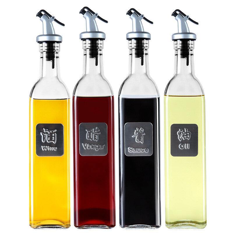 1 botella de vidrio para salsa, vinagre, aceite, dispensador de aceite, salsera, condimento, botella para condimentos, dispensador de aceite de oliva para cocina 