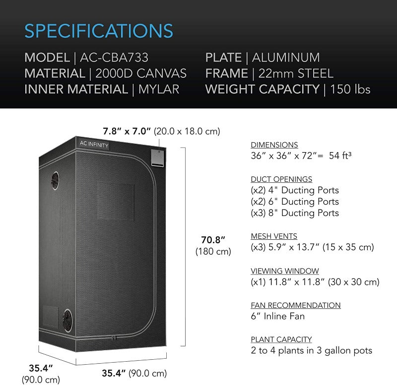 AC INFINITY Hydroponic Grow Tent Cloudlab 733