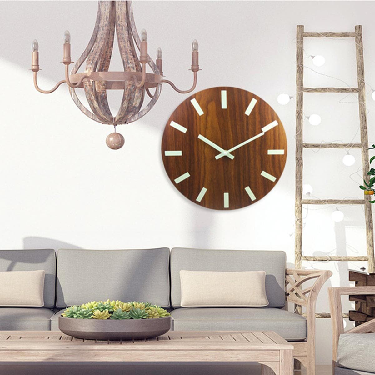 Horloge murale en bois phosphorescente