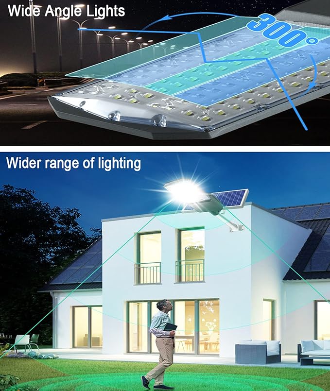 Lampadaires solaires d'extérieur 3500 W, éclairage de parking commercial IP67 du crépuscule à l'aube, projecteurs de sécurité solaires 7000 K, lampe solaire à LED avec télécommande pour terrain de basket, route, aire de jeux