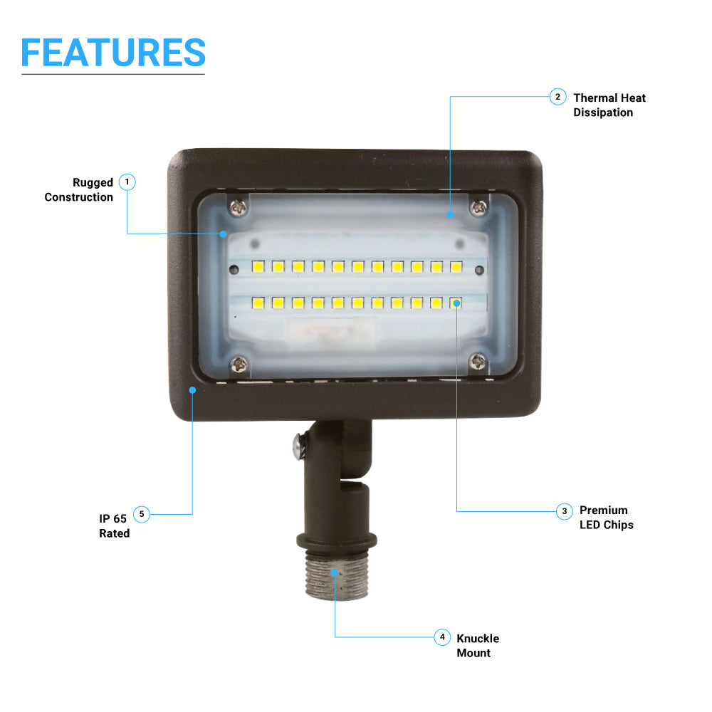 Foco LED de seguridad para exteriores de 15 W, 5700 K, 1730 LM, iluminación de paisaje impermeable IP65, montaje articulado, bronce, foco de seguridad para áreas de jardín al aire libre