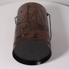 Solar Outdoor Iron Barrel Hollow Portable Lantern Decorative Landscape Light