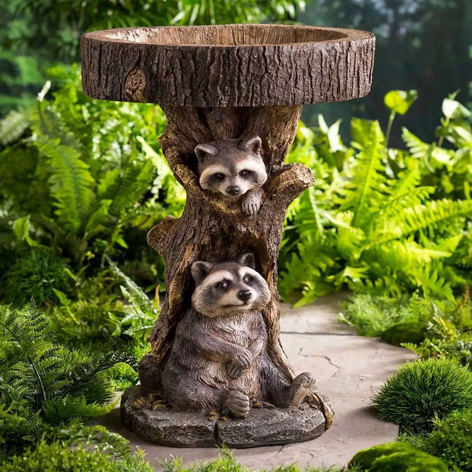 Garden Decoration Raccoon Resin Ornaments Handicraft Gardening Bird Drinking Ornaments