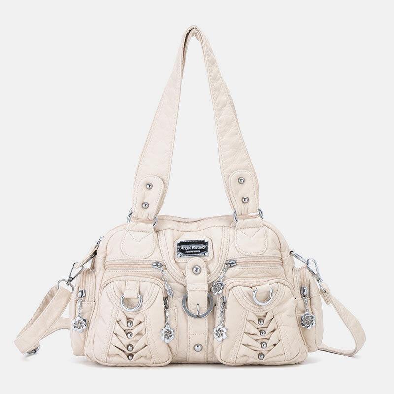 Angel Kiss Sac à bandoulière en cuir PU pour femme, sac à main multi-ports, couleur unie, tendance et décontracté 