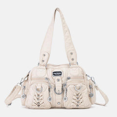 Angel Kiss Sac à bandoulière en cuir PU pour femme, sac à main multi-ports, couleur unie, tendance et décontracté 