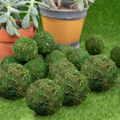 Lot de 18 boules de mousse artificielles décoratives séchées - 6 boules de mousse artificielles de 7,9 cm + 12 boules de mousse sphériques faites à la main de 5,6 cm à suspendre pour décoration de maison, jardin, fête, mariage, accessoires photo