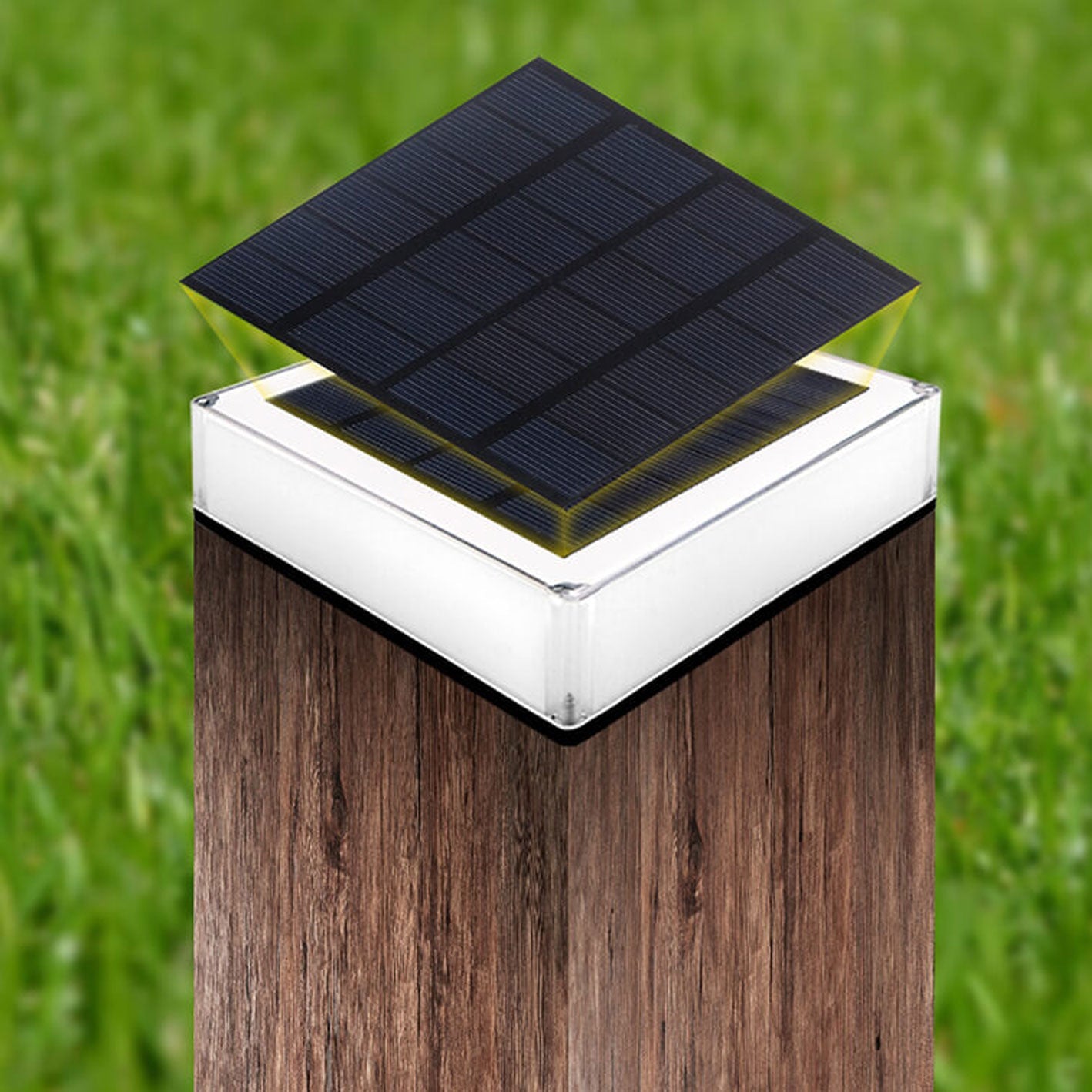 Farola cuadrada RGB solar moderna para exteriores, luz de paisaje para jardín 