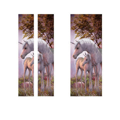 Autocollant mural de porte en PVC 3D 77 x 200 cm La licorne dans la forêt Décorations de maison à faire soi-même 