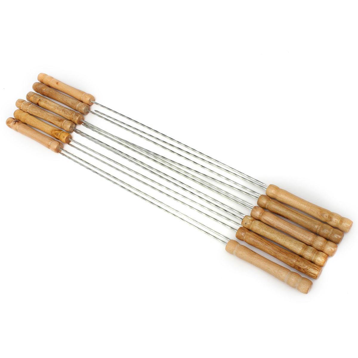 Lot de 12 brochettes de barbecue en acier inoxydable et métal, ustensile pour brochettes de barbecue, 30 cm 