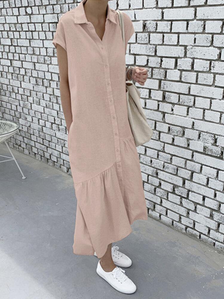 Robe bohème décontractée 100 % coton à volants pour femme 