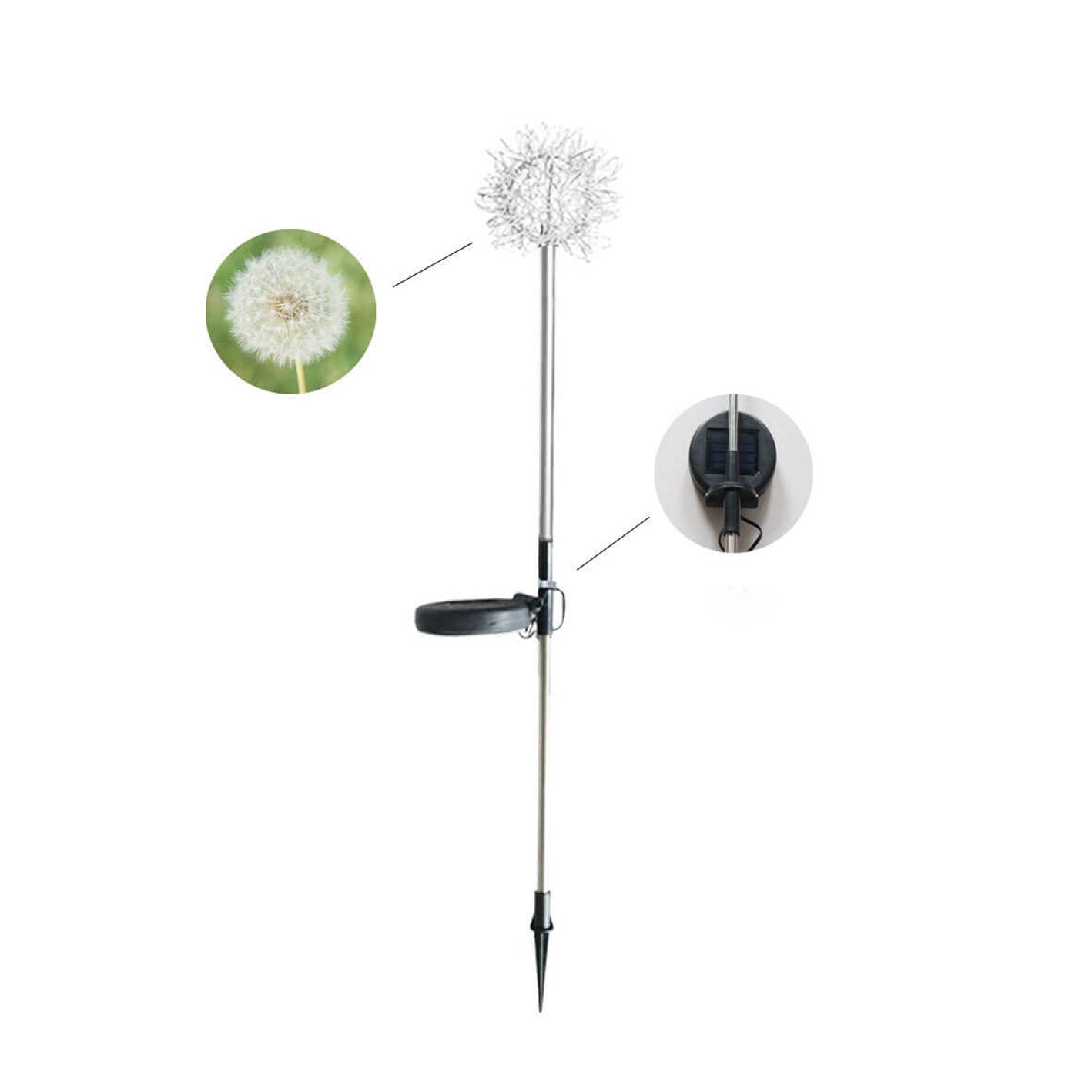 Solar Dandelion Aluminum Wire Globe Light LED Outdoor Waterproof Luminous Garden Insert Ground Landscape Light