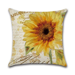 Funda de almohada decorativa de lino y algodón de 18 x 18 pulgadas con diseño de girasol, color verde 