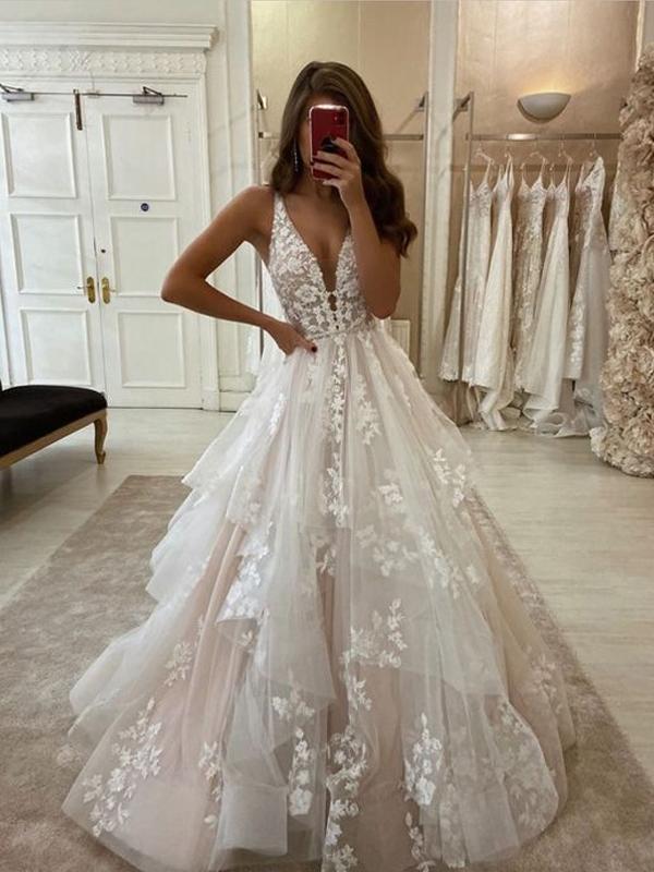 Robe de mariée longue en dentelle style romain vintage en ligne A WD006