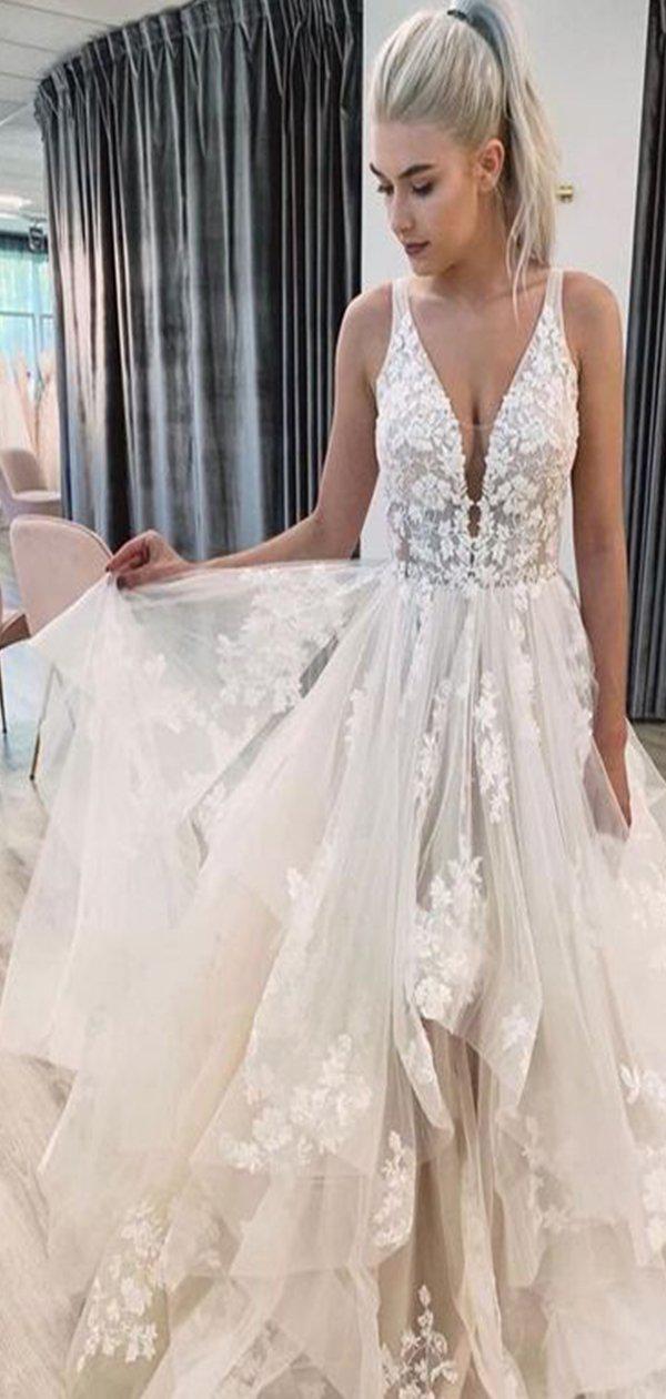 Robe de mariée longue en dentelle style romain vintage en ligne A WD006