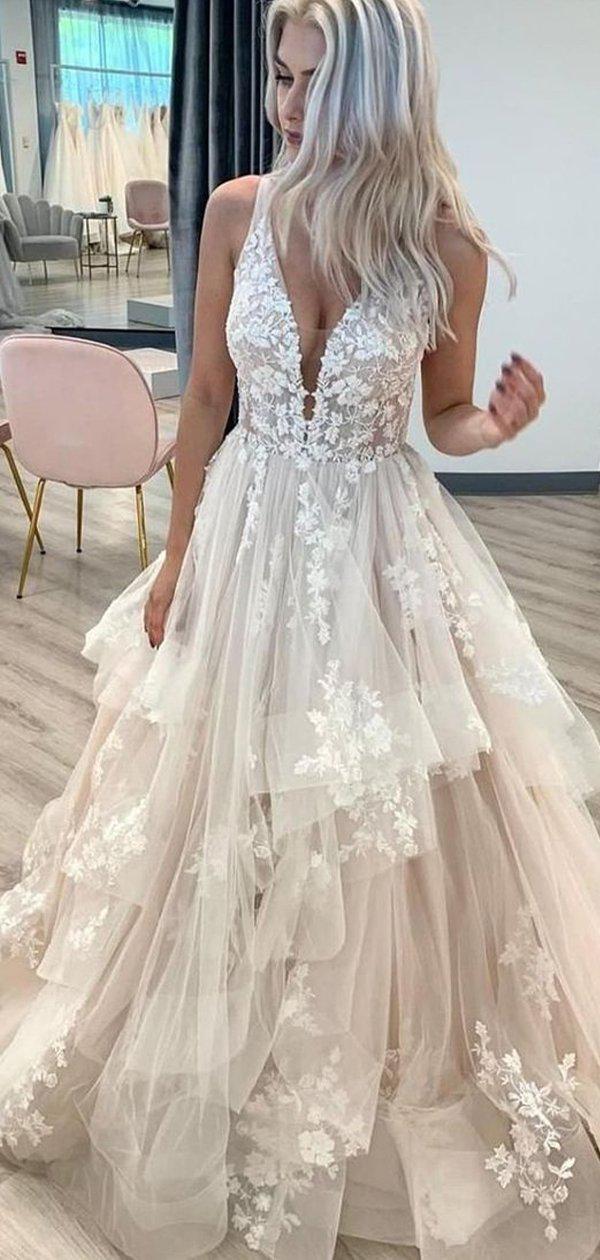 Robe de mariée longue en dentelle style romain vintage en ligne A WD006