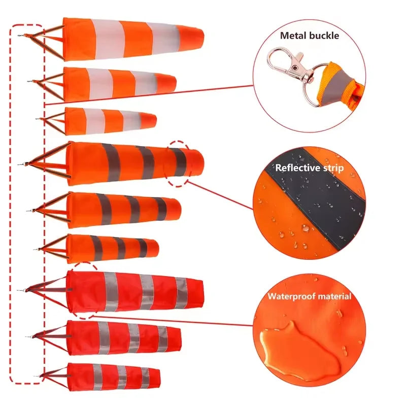 60-100cm Windsock Outdoor Wind Direction Indicator Reflective Rip-stop Weather Vane for Airport Aviation Garden Farm