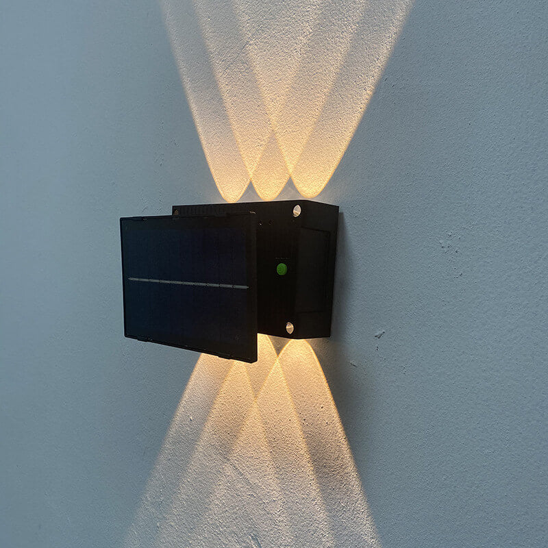 Modern Pure Black Solar Outdoor Patio Fence LED Wall Light