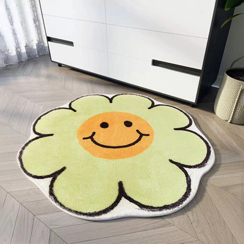 Alfombra de flores para sala de estar, alfombra nórdica con diseño de flores sonrientes, alfombra para dormitorio, mesita de noche, alfombra de felpa para el suelo, decoración del hogar, alfombra de baño antideslizante 