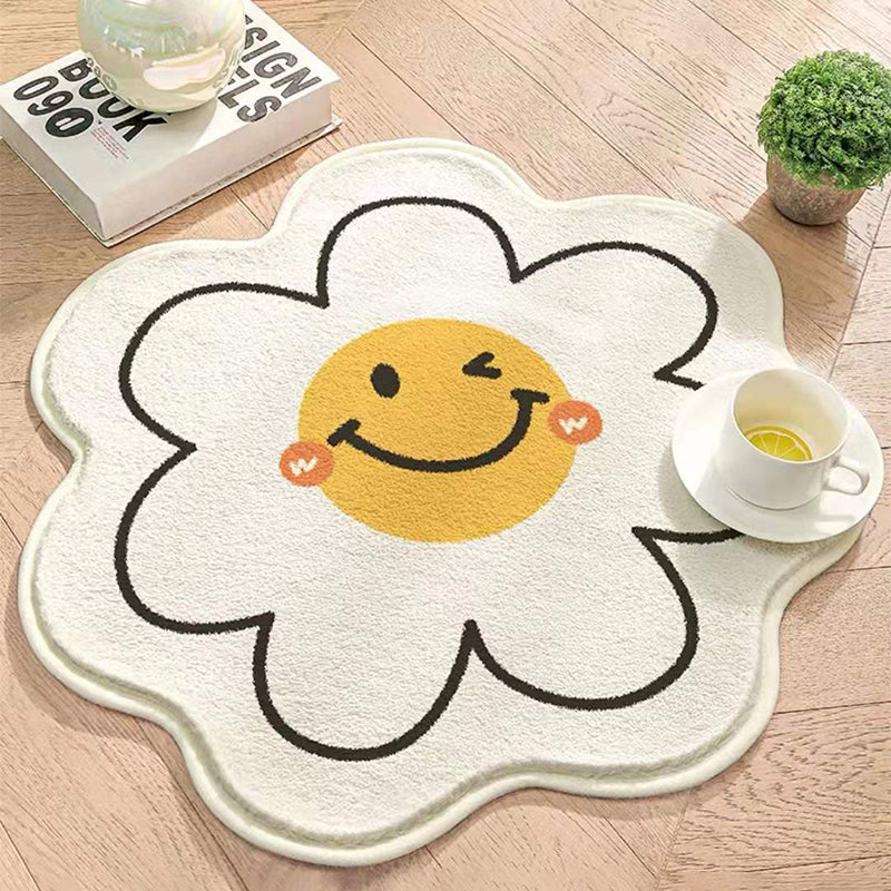 Alfombra de flores para sala de estar, alfombra nórdica con diseño de flores sonrientes, alfombra para dormitorio, mesita de noche, alfombra de felpa para el suelo, decoración del hogar, alfombra de baño antideslizante 