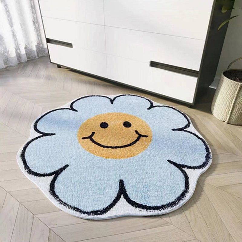 Alfombra de flores para sala de estar, alfombra nórdica con diseño de flores sonrientes, alfombra para dormitorio, mesita de noche, alfombra de felpa para el suelo, decoración del hogar, alfombra de baño antideslizante 