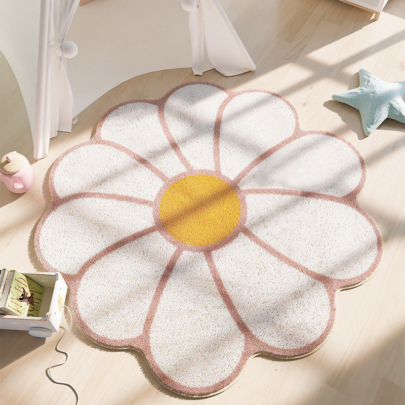 Alfombra de flores para sala de estar, alfombra nórdica con diseño de flores sonrientes, alfombra para dormitorio, mesita de noche, alfombra de felpa para el suelo, decoración del hogar, alfombra de baño antideslizante 