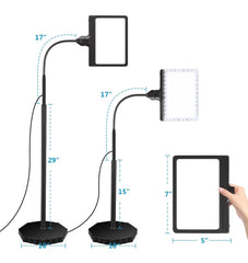 Loupe 5X avec 36 LED à intensité variable et support, lampe de sol grossissante à luminosité réglable, loupe éclairée à bras col de cygne pour la lecture, l'artisanat et le travail de près 