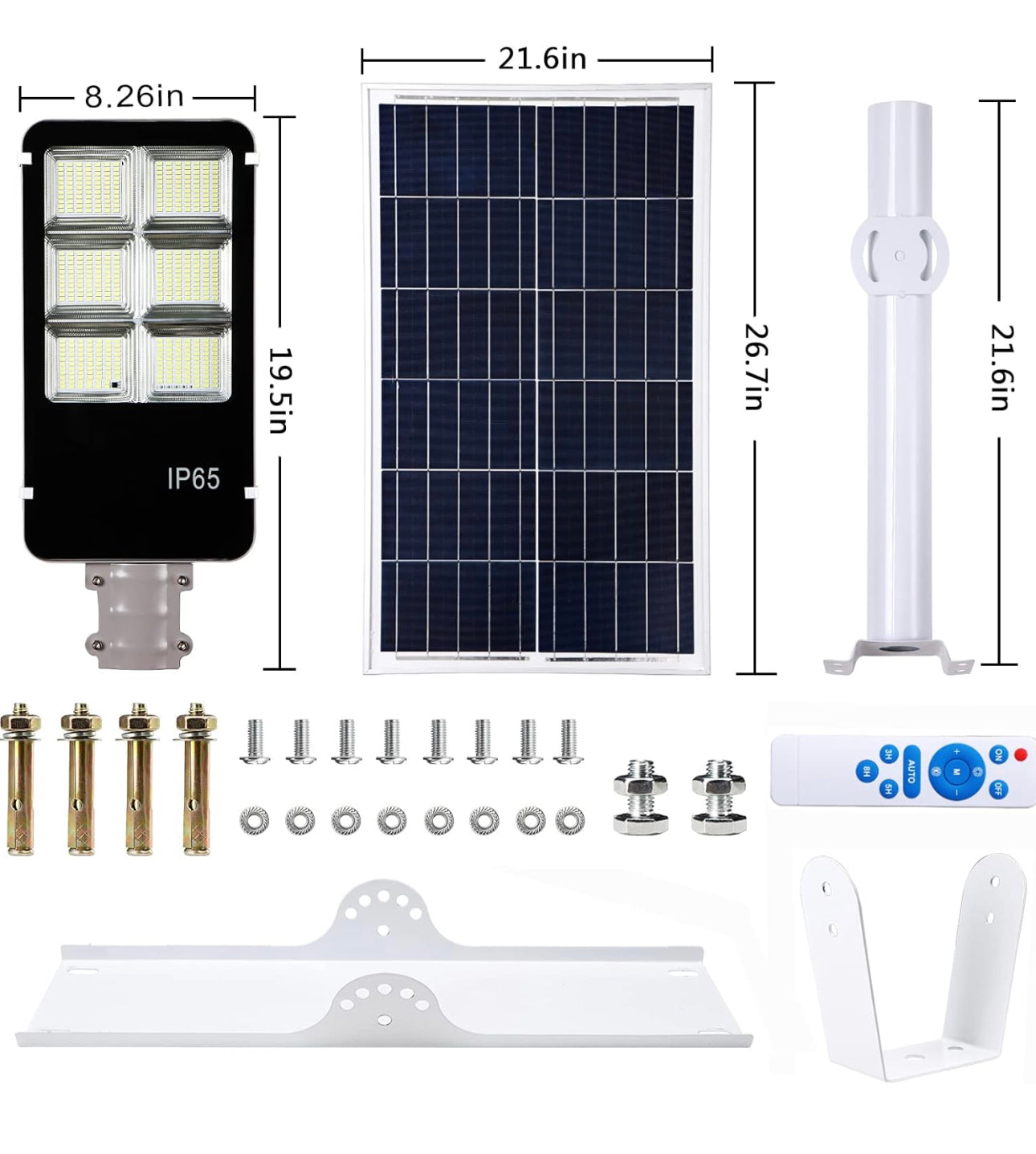 Lampadaires solaires de 800 watts, avec télécommande 105000LM LED Lampe commerciale solaire d'extérieur IP67 étanche du crépuscule à l'aube Lampe solaire 6500K Projecteur solaire super lumineux 