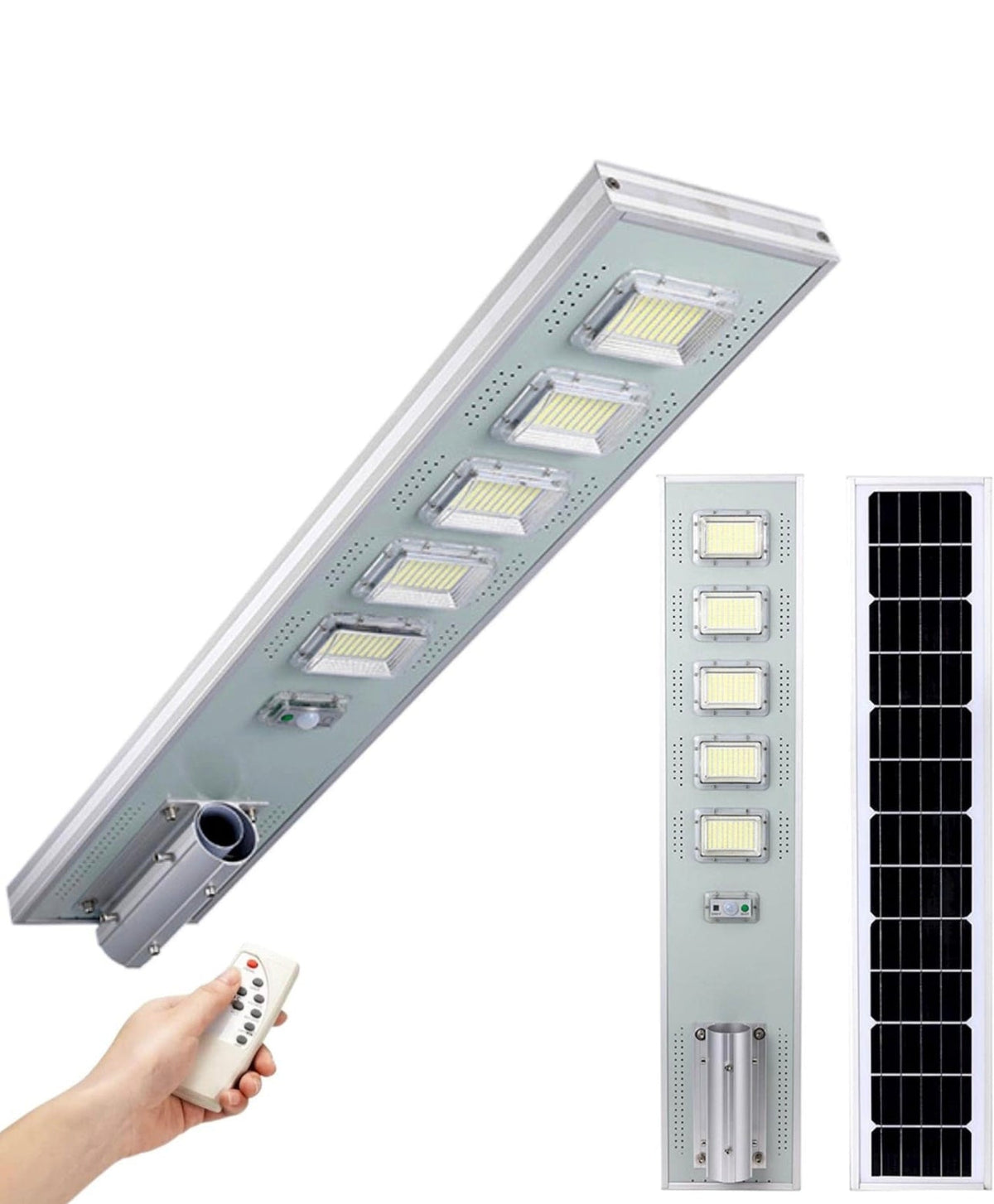 Farola solar de 5000 W para exteriores, luces solares impermeables para estacionamientos, luces LED comerciales con sensor de movimiento y control remoto 