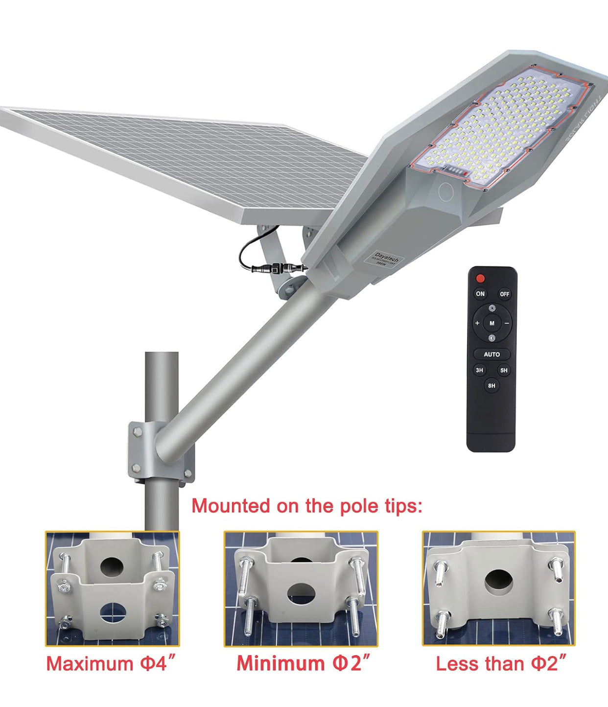 400W Die cast Aluminum commercial Outdoor Solar Street Lamp, Remote Control 48000mAH Li-Fe Battery