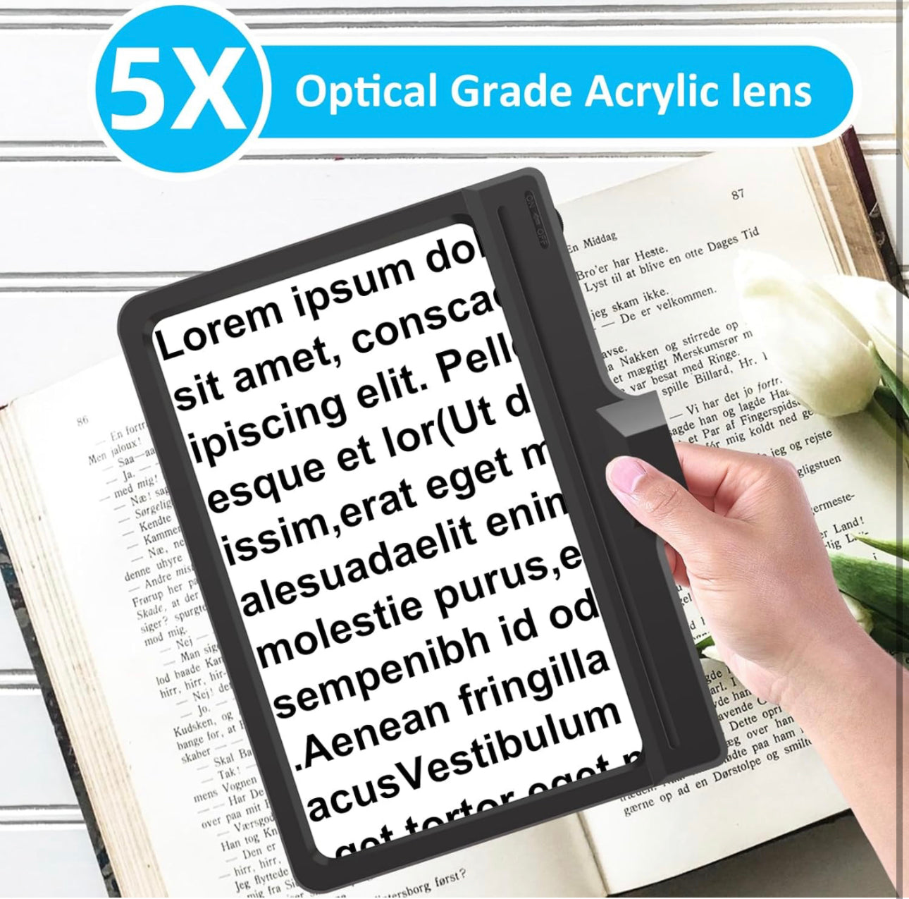 Loupe 5X avec 36 LED à intensité variable et support, lampe de sol grossissante à luminosité réglable, loupe éclairée à bras col de cygne pour la lecture, l'artisanat et le travail de près 