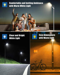 Farola LED para exteriores de 1800 W, luces solares con cambio de temperatura de 3 colores, desde el anochecer hasta el amanecer, sensor de movimiento con control remoto 