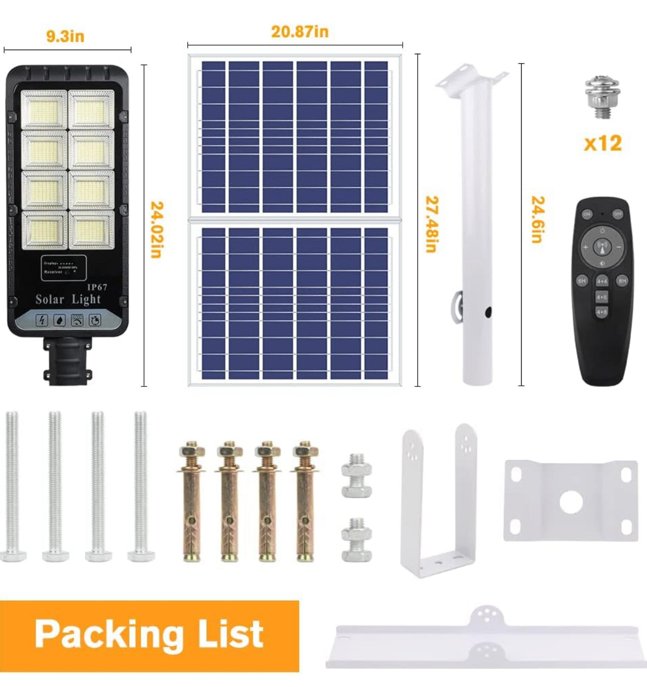 1000W Solar Outdoor Lights Motion Sensor Dusk to Dawn Commercial Large Area Lighting Security Flood Lights Waterproof with Remote for Backyard Stadium Garage Parking Lot