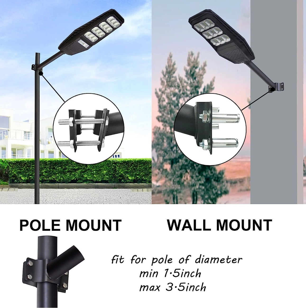 Kit de poteau d'extension de support de montage d'éclairage solaire, tubes métalliques noirs muraux, luminaires de grange, adaptateur d'antenne, bras extérieur pour lampadaire, pneu mural, lampe de grange, arbre de poteau 