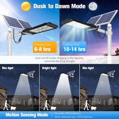 1000W Solar Outdoor Lights Motion Sensor Dusk to Dawn Commercial Large Area Lighting Security Flood Lights Waterproof with Remote for Backyard Stadium Garage Parking Lot