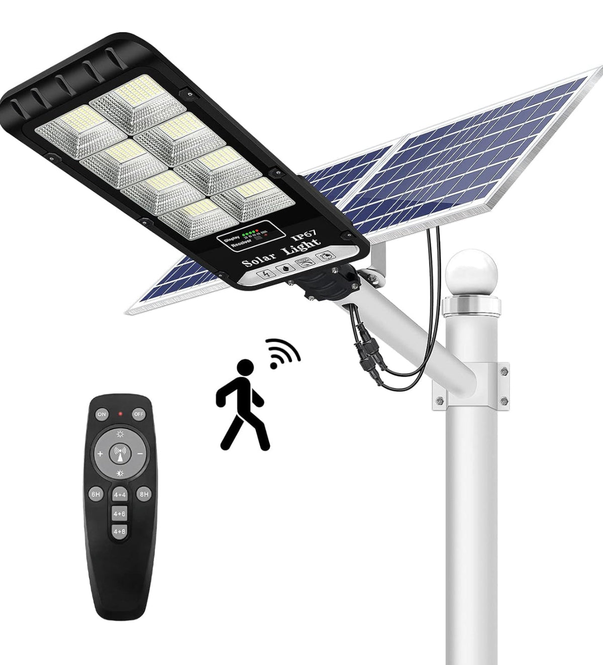 1000W Solar Outdoor Lights Motion Sensor Dusk to Dawn Commercial Large Area Lighting Security Flood Lights Waterproof with Remote for Backyard Stadium Garage Parking Lot